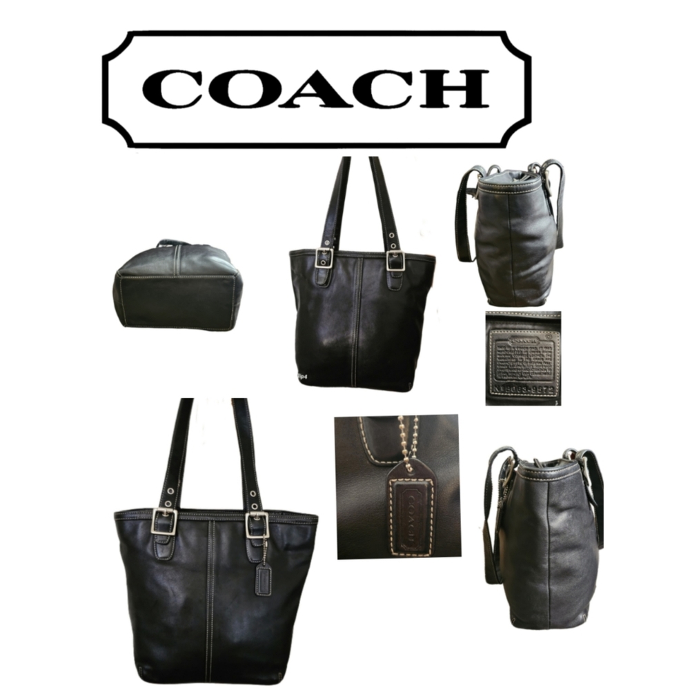 VINTAGE COACH HAMPTON NO. B068-9572 BLACK LEATHER SOHO SHOULDER BAG - Picture 1 of 10